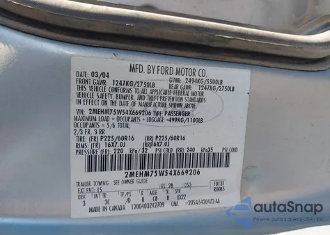 2004 Mercury Grand Marquis Ls z USA, uszkodzony, nr VIN 2MEHM75W54X669206